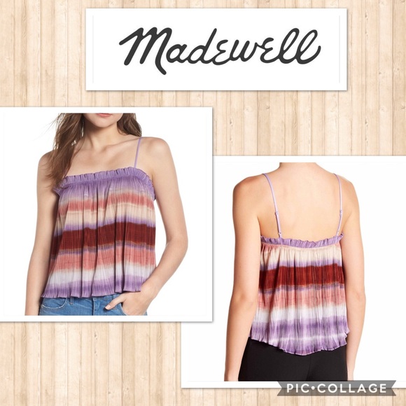 Madewell Tops - Madewell Pink Red & Purple Striped Ruffle Tank NEW